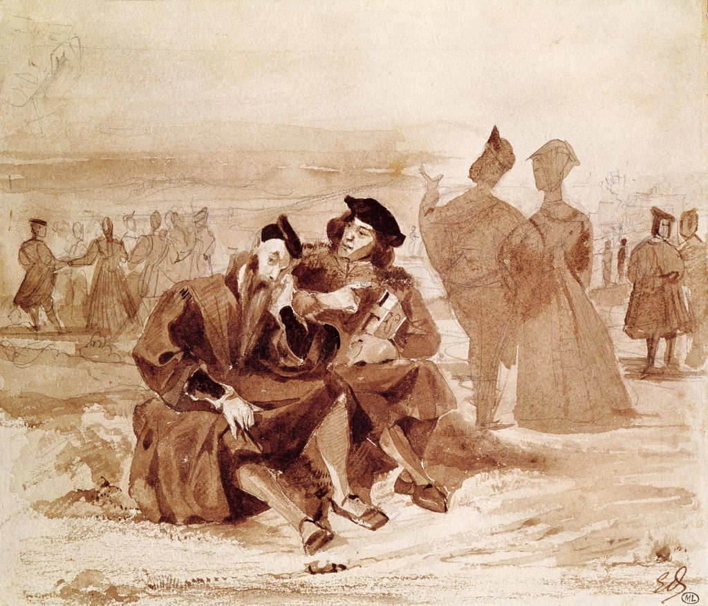 Faust e Wagner in conversazione in campagna, da 'Faust' di Johann Wolfgang von Goethe (1749 - 1832) 1827, Museo del Louvre, Parigi